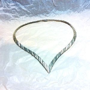 Sterling Silver 3D Herringbone Vintage 80’s Necklace.